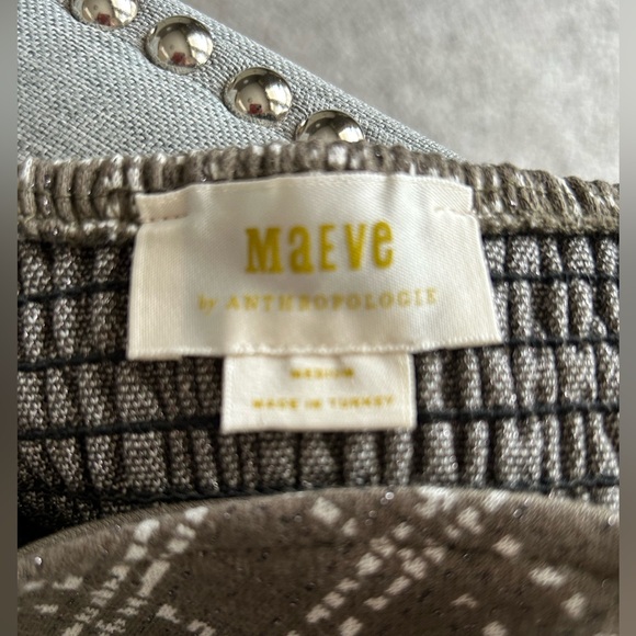 Maeve Anthropologie Strapless Corset Bustier Top Olive Gray White Metallic Sz M - Picture 6 of 10